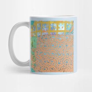 Terracotta Fiber Art Collage of waves on beach Mug